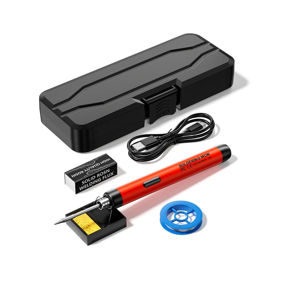 5V Micro-Usb Soldering Iron Kit,With Battery Wireless Soldering Iron Portable Electric Welding Machine Solder Pen Red 9483153235191