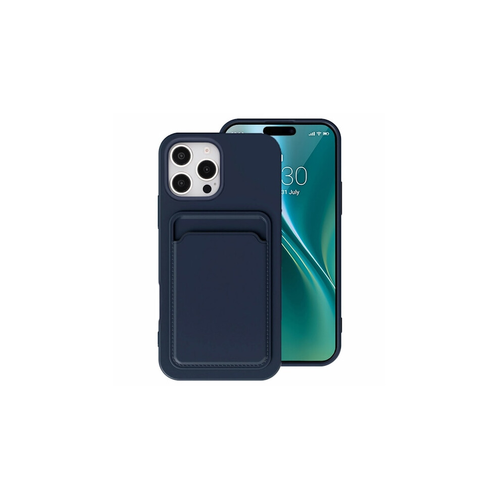 Compatible With Iphone 16 Pro Silicone Mobile Case With Card Holder - Blue 9483153206191