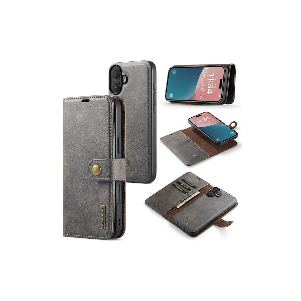Dg Ming Compatible With Iphone 16 Plus 2-In-1 Magnet Wallet Case - Gray 9483153205194
