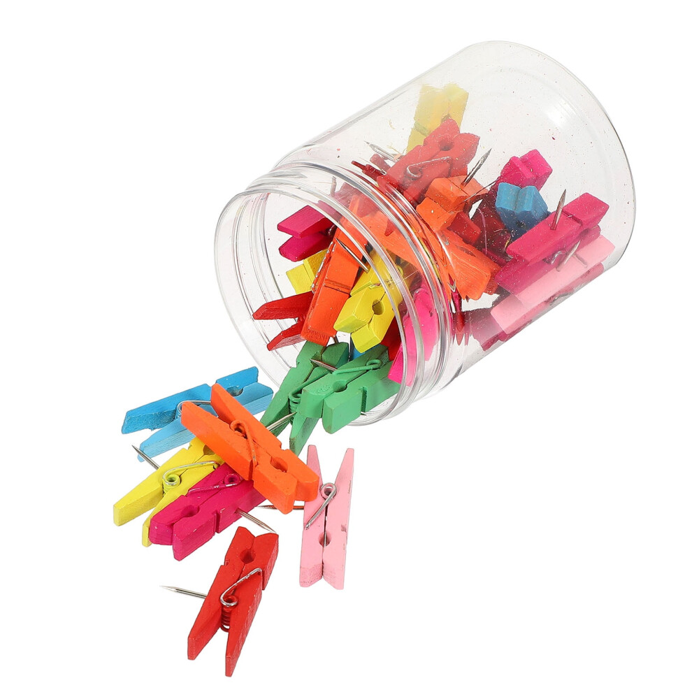 Lhxc Thumbtack 30 Pcs Tacks Clamp Push Pin Clips Decorative Thumbtacks Pushpins Clothespins Wooden Stainless Steel 9483153238192