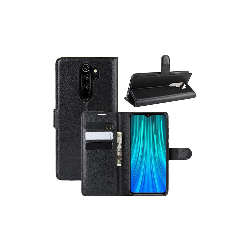Compatible With Xiaomi Redmi Note 8 Pro - Litchi Wallet Case - Black 9483153215193