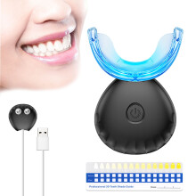 Luniquz Home Use USB Portable Intelligent Cold Light Automatic Ultrasonic Vibration Electric Toothbrush Teeth Whitening Beauty Instrument, Black