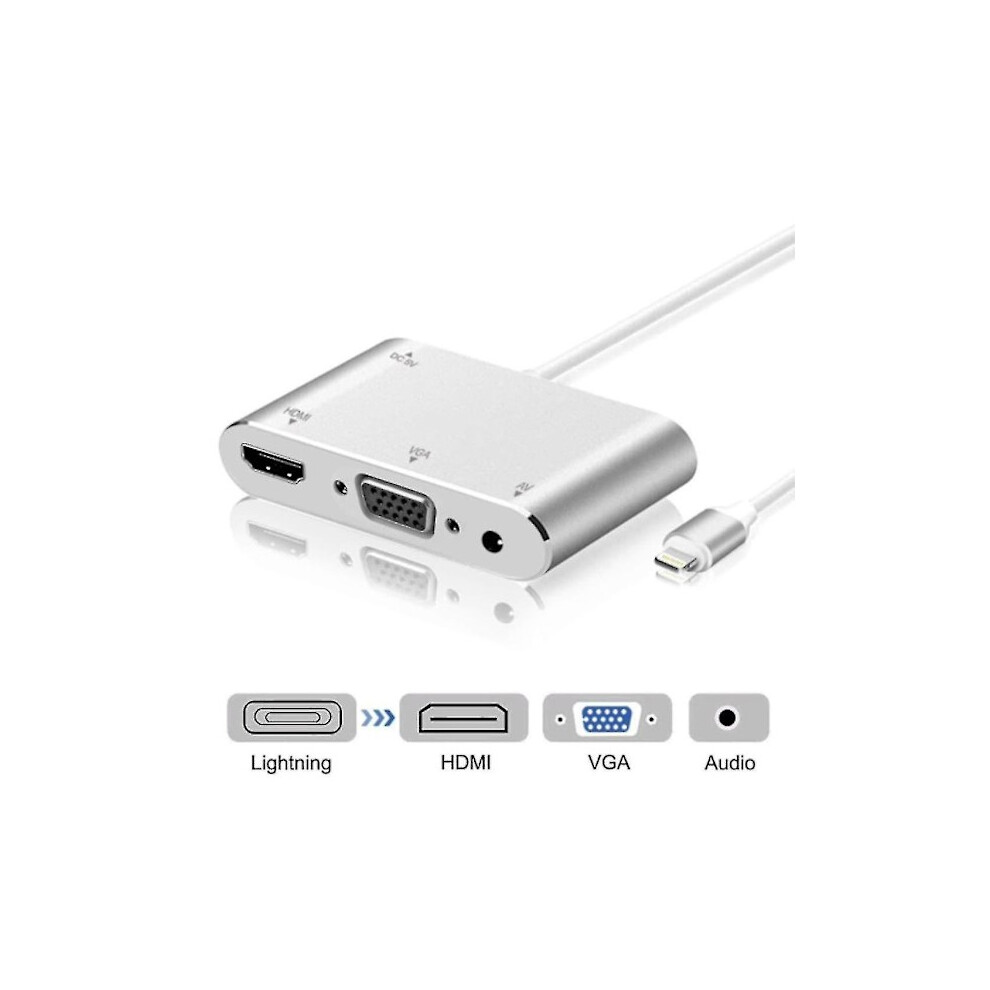 1080P Lightning To Hdmi Vga Audio Video Adapter For Compatible With Apple - Perfet Silver 9048212195634