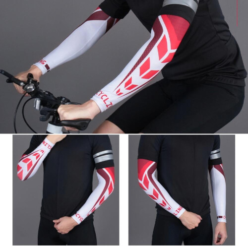 Arm Cooler Cooling Sleeves UV Protective Compression Arm Sleeves, 1 Pair (Red) 1
