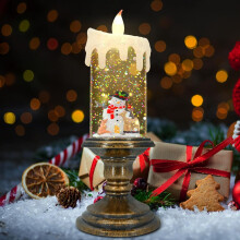 Christmas Flameless Candles, Flickering LED Candles with Timer, Snow Globe Candle Lights for Christmas Decorations