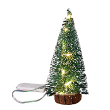 1 Piece Pre-lit Small Christmas Tree Miniature Pine Trees Small Pine Tree with Wooden Bases Tabletop Decor for Xmas Holiday Party Home Decor