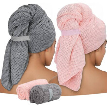 2 pcs microfiber hair towels for long hair, 100x60 cm, large hair towel turban for women and girls, quick-drying, super absorbent hair towel