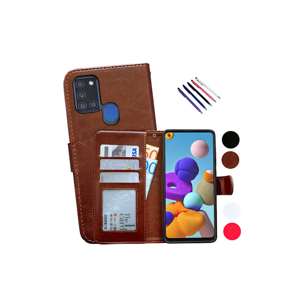 Protect Your Compatible With Samsung A21s - Leather Case! Black 9065759450385