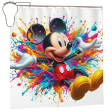 Cute Cartoon Mickey Mouse Shower Curtain Kids Bathroom Halloween Decor with 12 Curtain Hooks for Bathroom, Waterproof 72 x 72 inch