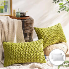 Phantoscope 20" x 12" Modern, Luxury Green Chevron Polyester Throw Pillow , ( 2 Count)