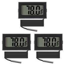 3pcs Black Digital LCD Thermometer Temperature Monitor with External Probe for Fridge Freezer Refrigerator Aquarium (Fahrenheit)