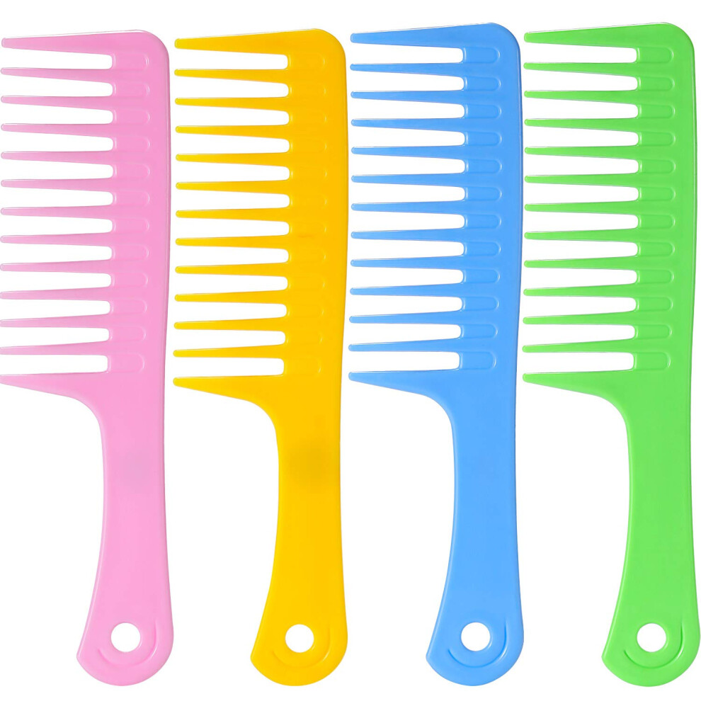 Unisex 4Pcs Wide Tooth Detangling Comb Antistatic Large Tooth Shampoo Comb For Curly Thick Wet Hair