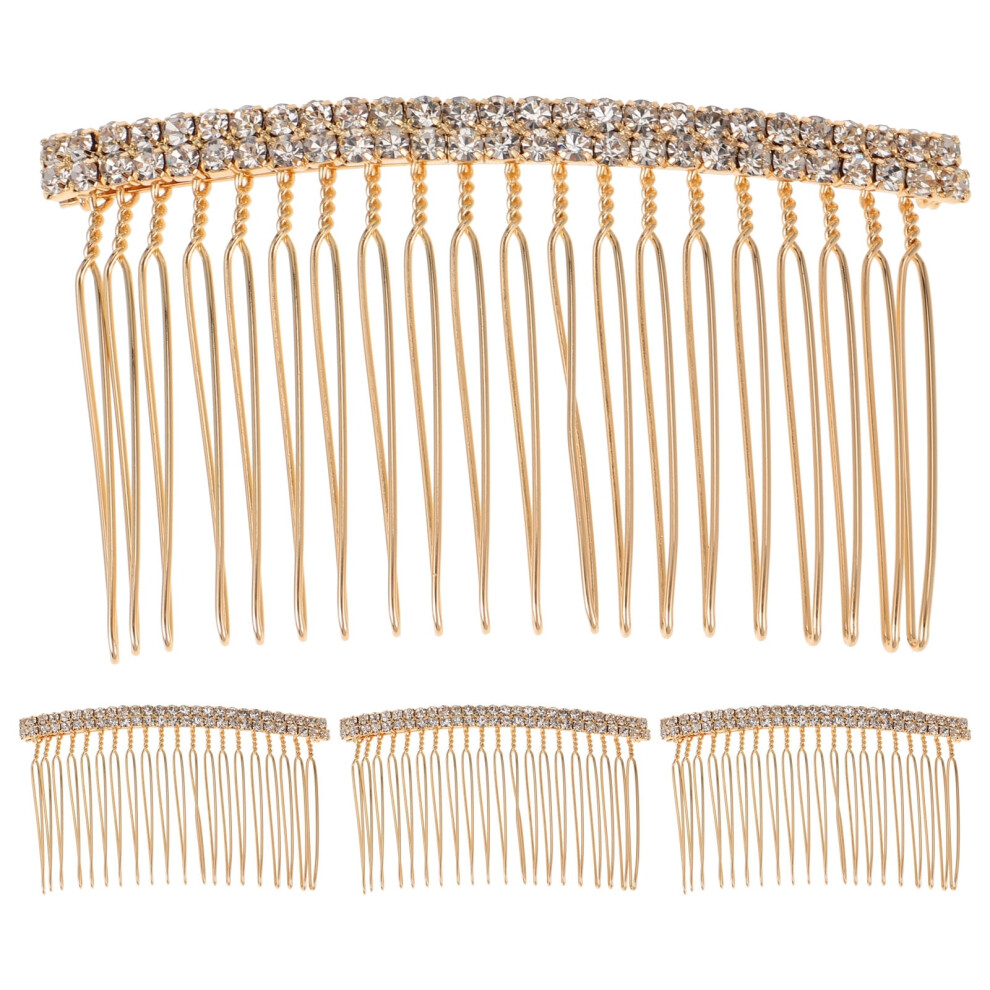 Unisex 4Pcs Rhinestone Hair Comb Bang Hair Insert Comb Elegant Women Headdress Creative Headwear (Style B)