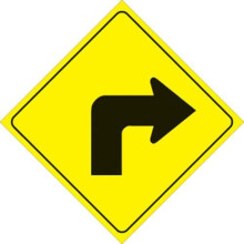 Voss 469 RT YR 12x12in. Reflective Trail Sign - Right Turn Arrow (Yellow/Black)