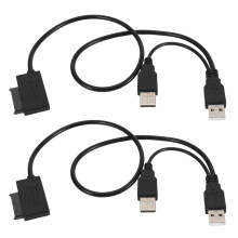 2X Slim SATA Cable USB 2.0 to 7+6 External Power for Laptop SATA Adapter Converter Support Window Xp/7/8/10 OS EM88