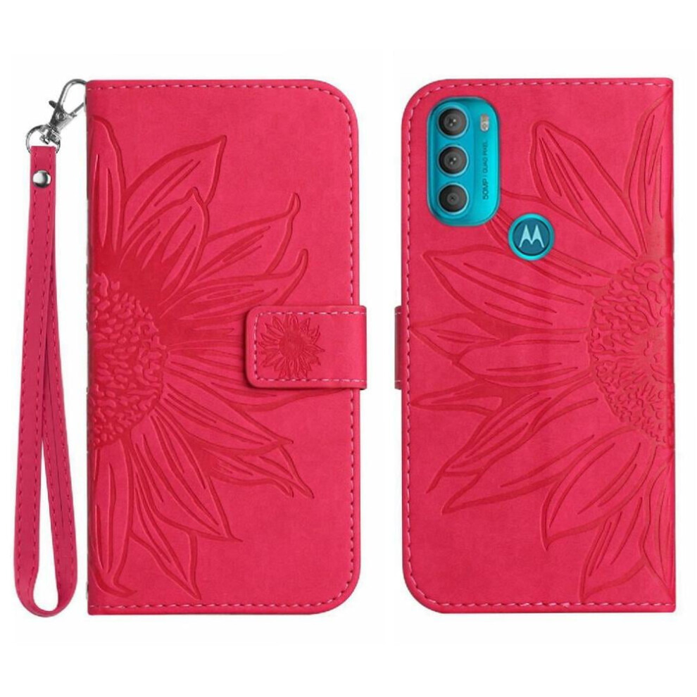 Case For Motorola Moto G71 5G Flip Wallet Phone Case Luxury Pu Leather With Card Slots Holder Embossed Sunflower Short Strap 9322103965880