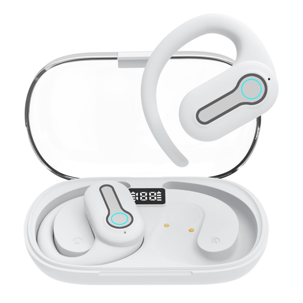 Jixopn Ows Bluetooth-Compatible 5.3 Waterproof Led Display Ear-Hook Headphone (White) White 9322103965453