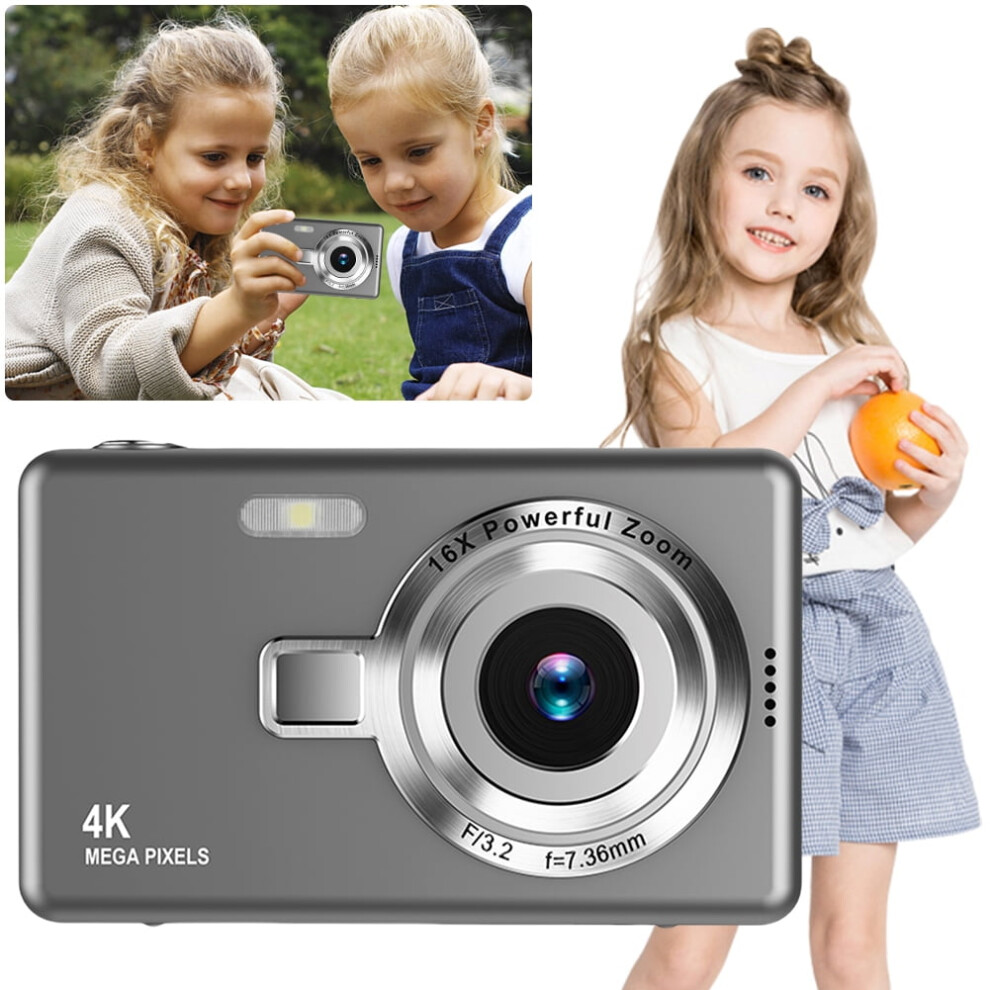 Jixopn 4K Hd 1080P Autofocus Vlogging Camera, 96Mp Camcorder With 16X Zoom, Anti-Shake, 2.4" Ips Screen For Kids, Adults, Beginners Black/White/Gray 9322103965491