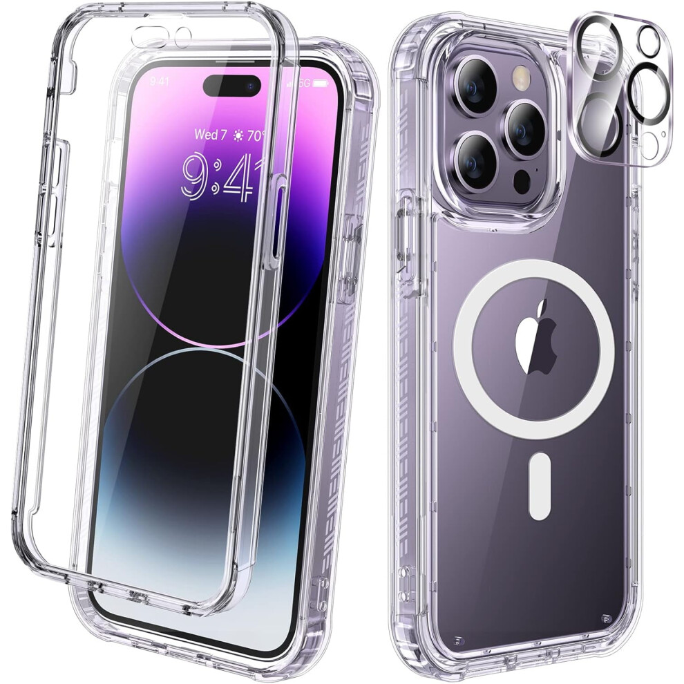 Diaclara Compatible With Iphone 14 Pro Max Case 6.7'', Magsafe, 2023 Upgraded, Rugged Protective Case + 9H Glass Lens Protector & Built-In Screen 9322103965835