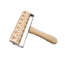 DYIOO Christmas Embossed Rolling Pins, Wood Dough Roller for Baking Cookies, Non-stick & Easy to Clean, Safe Kitchen Tool