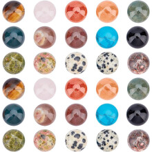 100Pcs 12mm Natural Mixed Stone Cabochons Flatback Semi-Precious Stones Half Round Cabochons for Jewelry Making DIY