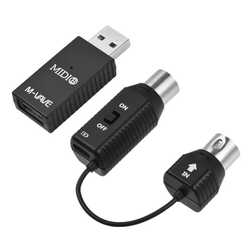 M-VAVE Wireless MIDI Adapter Plug and Play, Transmit Audio Effortlessly with Devices Featuring MIDI Interface