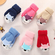 Toddler Mittens Cartoon Fox Gloves Winter Warm Kids Knit Gloves for Boys and Girls