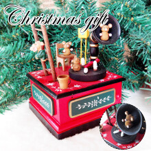 Yakbaofuo Christmas Hangs Decoration Decorations Wooden Bedroom Box Music Music Box Christmas Decor Clearance