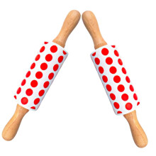 2pcs Small Silicone Rolling Pin Set NonStick Baking Roller with Wooden Handle for Dough and Pastries