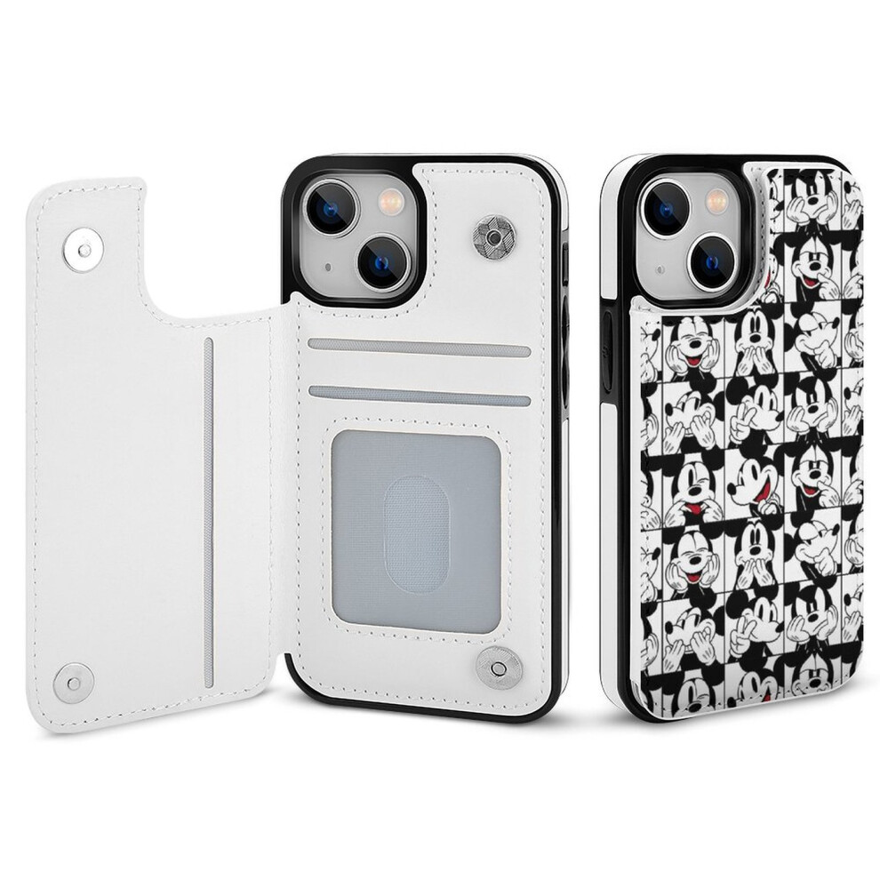 Mickey Mouse Compatible Iphone 14 Wallet Case With Card Holder, Flip Folio Leather Case With Stand, Magnetic Clasp, Shockproof Cover For Women & 9499224733541