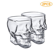 1/2/6pcs Halloween Skull Shaped Clear Glass Novelty 2.8 Oz Shot Glasses Decorative Drinkware Tea Coffee Cups for Home Office