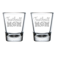 Set of 2 Shot Glasses 1.75oz Shot Glass Football Mom with heart