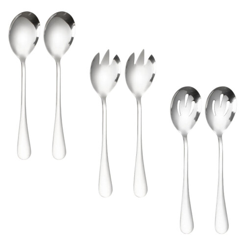 Salad Spoon Flatware Catering Tableware Stainless Steel Server Fork Serving Spoons Food Scoop