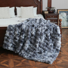 Luxury Faux Fur Throw Blanket Deer Print, Reversible Sherpa, Soft Thick Warm Fuzzy Blanket for Couch Bed Sofa, Home Decor (Grey, 60x80 in)