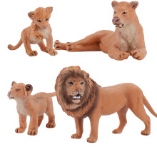 Sehao 4PCS Lion Animal Toy Figurines Home Decorate Preschool Educational Toy Brown