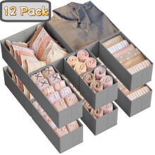 Fabric Drawer Organizer for Clothes 12Pake Closet Organization and Storage Dividers - Home Bedroom Bathroom Nursery Clothes Underwears