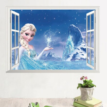 3d Frozen Princess Elsa False Window Wall Sticker Kids Room Decor Wallpaper