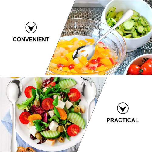 Salad Spoon Flatware Catering Tableware Stainless Steel Server Fork Serving Spoons Food Scoop 1