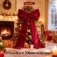 20x55" Extra Large Velvet Christmas Tree Topper Bow - Giant Xmas Bows for Home, Wreath, Wall, Backdrop, Party Decor (Hot Pink)