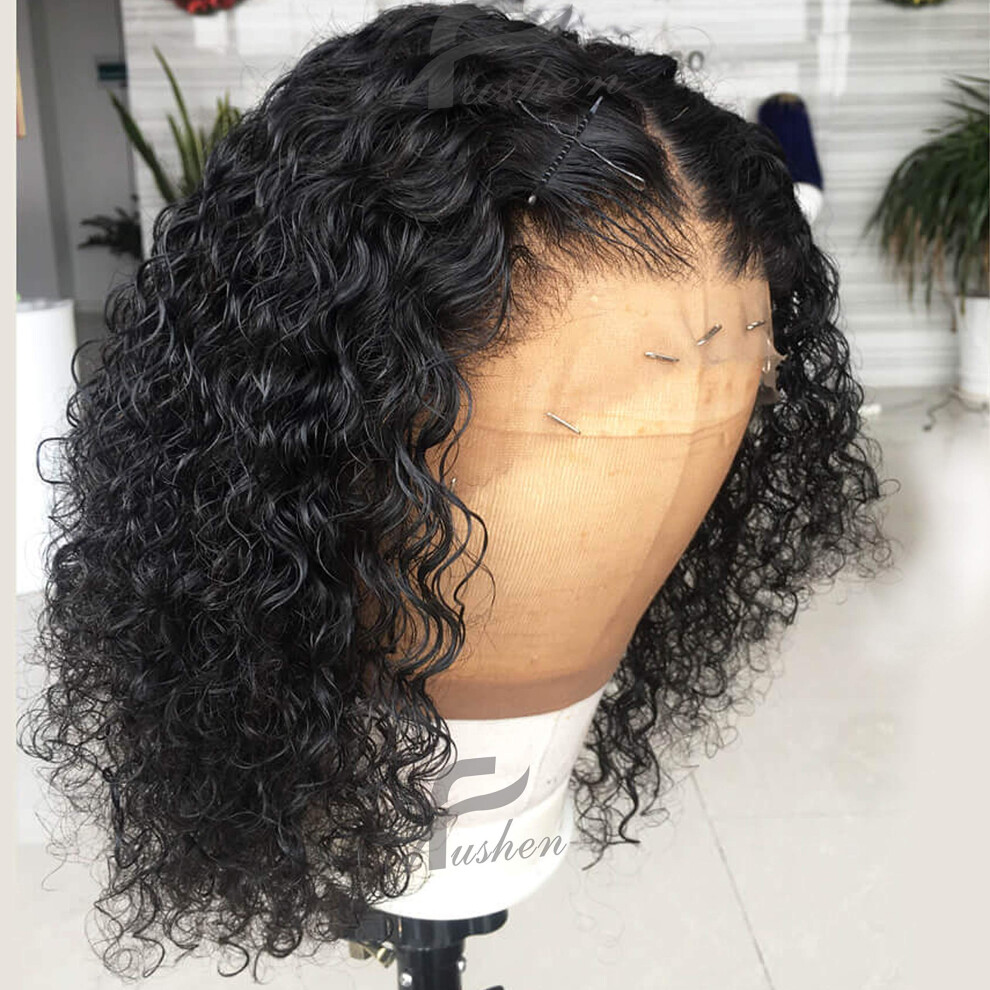 Human Hair Full Lace Wig Bob 14 Inch Pre Plucked Natural Hairline Brazilian 150% Density