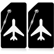2pcs Luggage Tags, Silicone Luggage Tags, Suitcase ID Tag Set, Handbag Tag Labels Travel Accessories for Checked Luggage Black