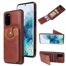 Compatible with Samsung Galaxy S20 FE- Smart Case with Card Slots Dark Brown