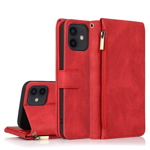 Compatible with iPhone 12 - Professional Rugged Floveme Wallet Case Black 2