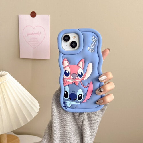 Stitch Silicone Case - For compatible with iPhone Blue compatible with iPhone 14 Pro Max