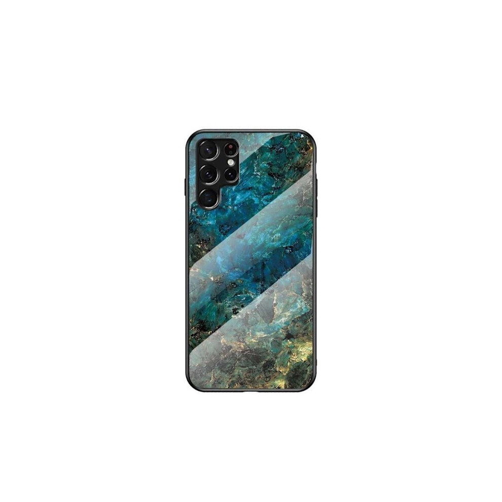 Compatible With Samsung S23 Ultra Marble Case 9H Tempered Glass Back Glassback V2 Emerald Green 9313598822109
