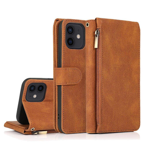 Compatible with iPhone 12 - Professional Rugged Floveme Wallet Case Black 1