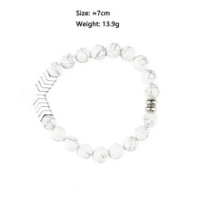 RSAMD Natural Stone & Chevron Arrowhead Beaded Stretch Bracelets Bangles-White