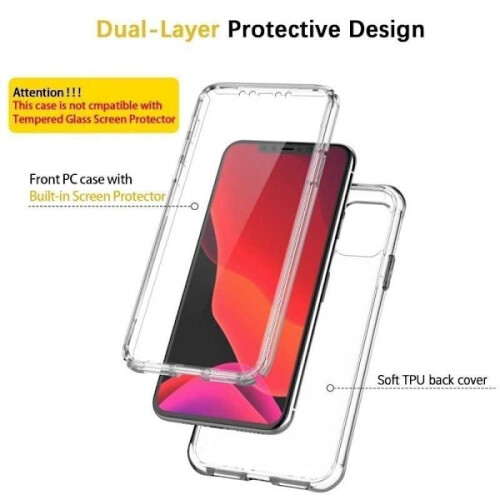 360 Full Coverage & Shockproof Case compatible with iPhone 14 Transparent 1