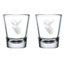 Set of 2 Shot Glasses 1.75oz Shot Glass Gift Elk Head
