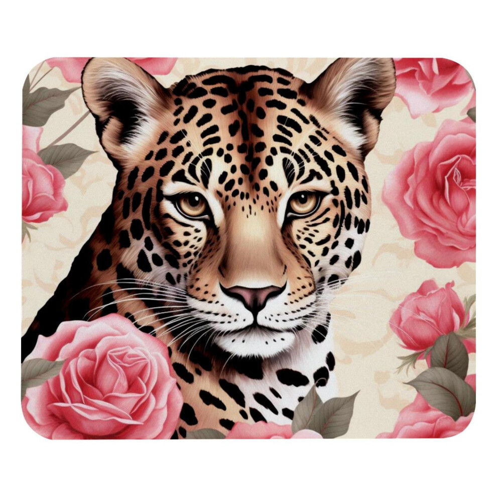 Rose Leopard Pattern Mousepad, Non-Slip Waterproof Desk Mat, Compatible With Office & Home Laptop Use Pink 9496895840691